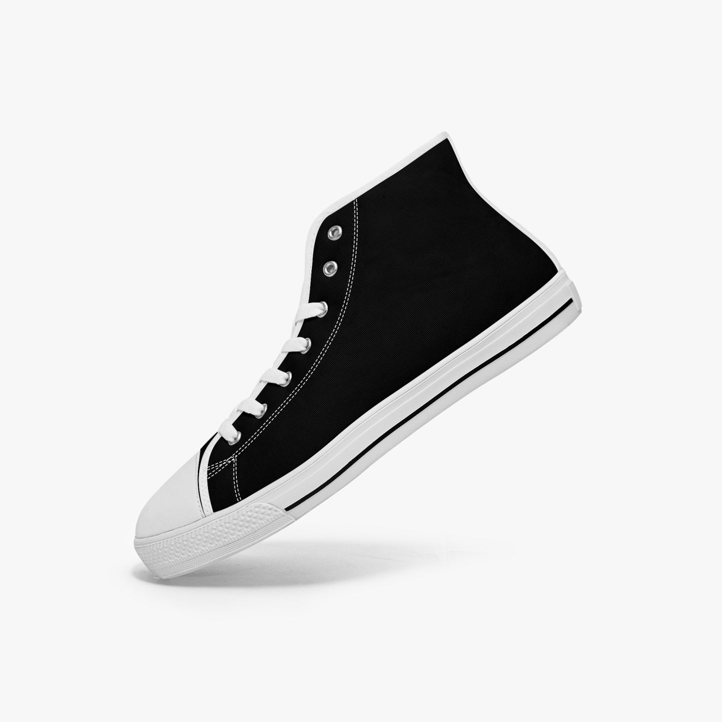 Black and White/Black High-top Canvas Sneakers - NocturnalExpressions