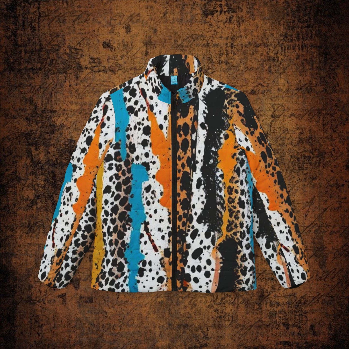 Women’s Multicolored Splatter Paint Pattern Puffer Jacket