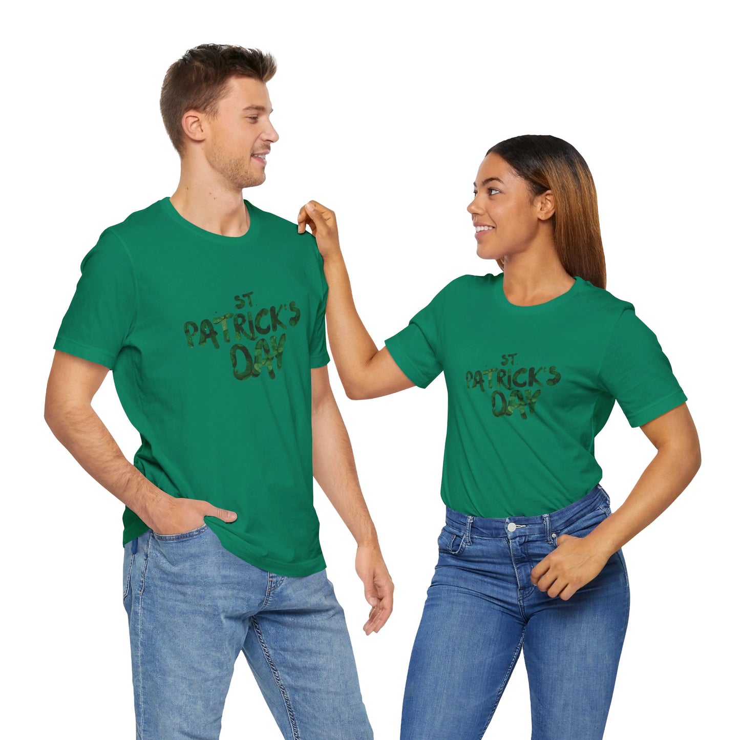 St Patrick's Day Shamrocks Typography Graphic Design Jersey Short Sleeve Tee