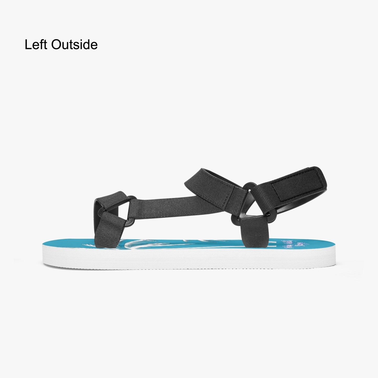 Teal and White Palm Trees Graphic Casual Strappy Sandals