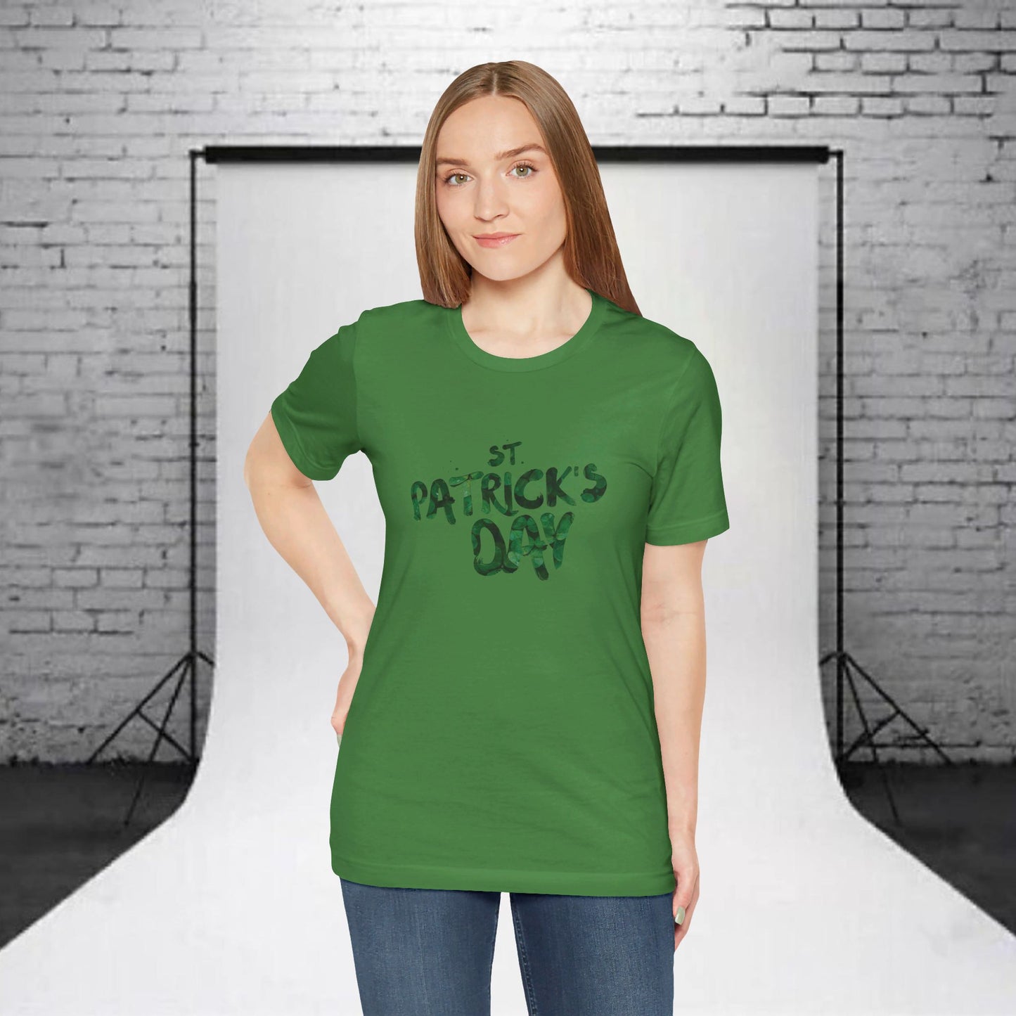 St Patrick's Day Shamrocks Typography Graphic Design Jersey Short Sleeve Tee