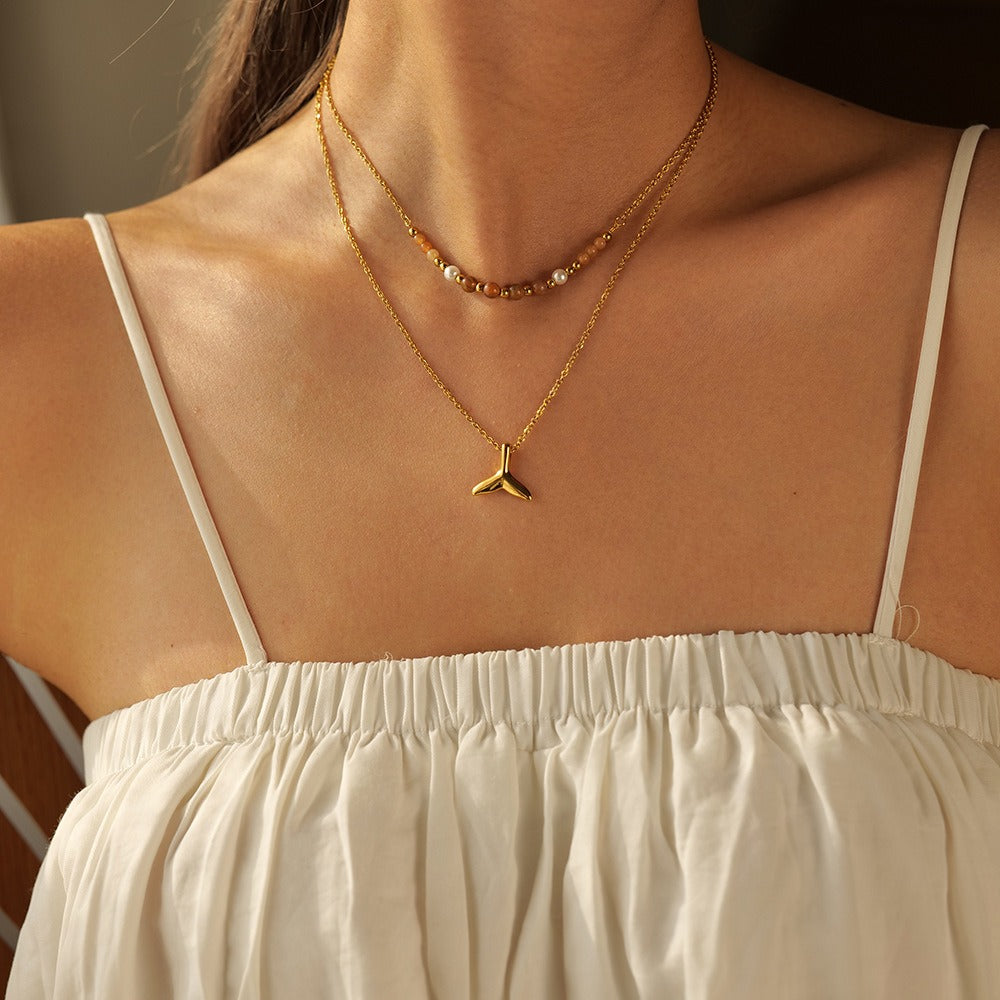 18K Gold Noble and Luxurious Shell/Fishtail/Starfish/conch/Seahorse-shaped Beach Style Necklace - NocturnalExpressions