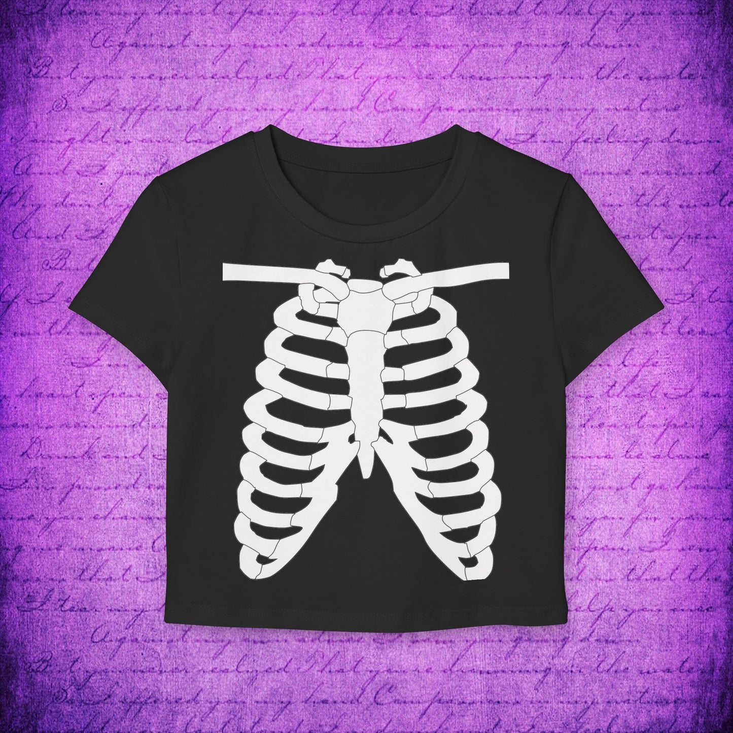 Women's Skeleton Ribs Graphic Baby Tee