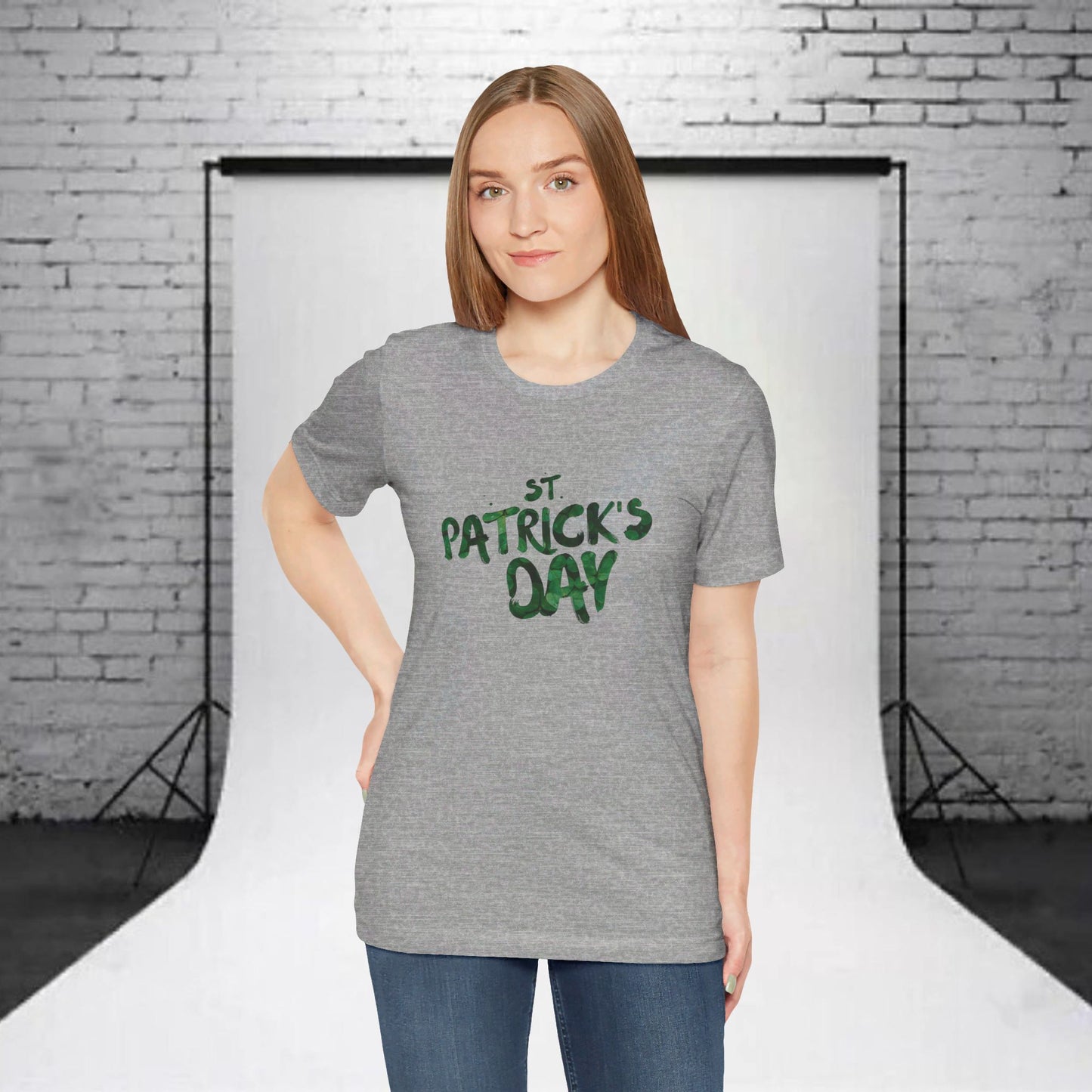 St Patrick's Day Shamrocks Typography Graphic Design Jersey Short Sleeve Tee