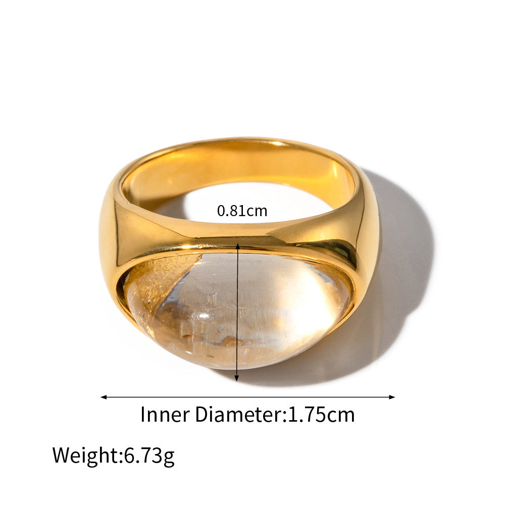 18k Gold Classic Fashion Inlaid Gemstone Design Simple Style Ring - NocturnalExpressions