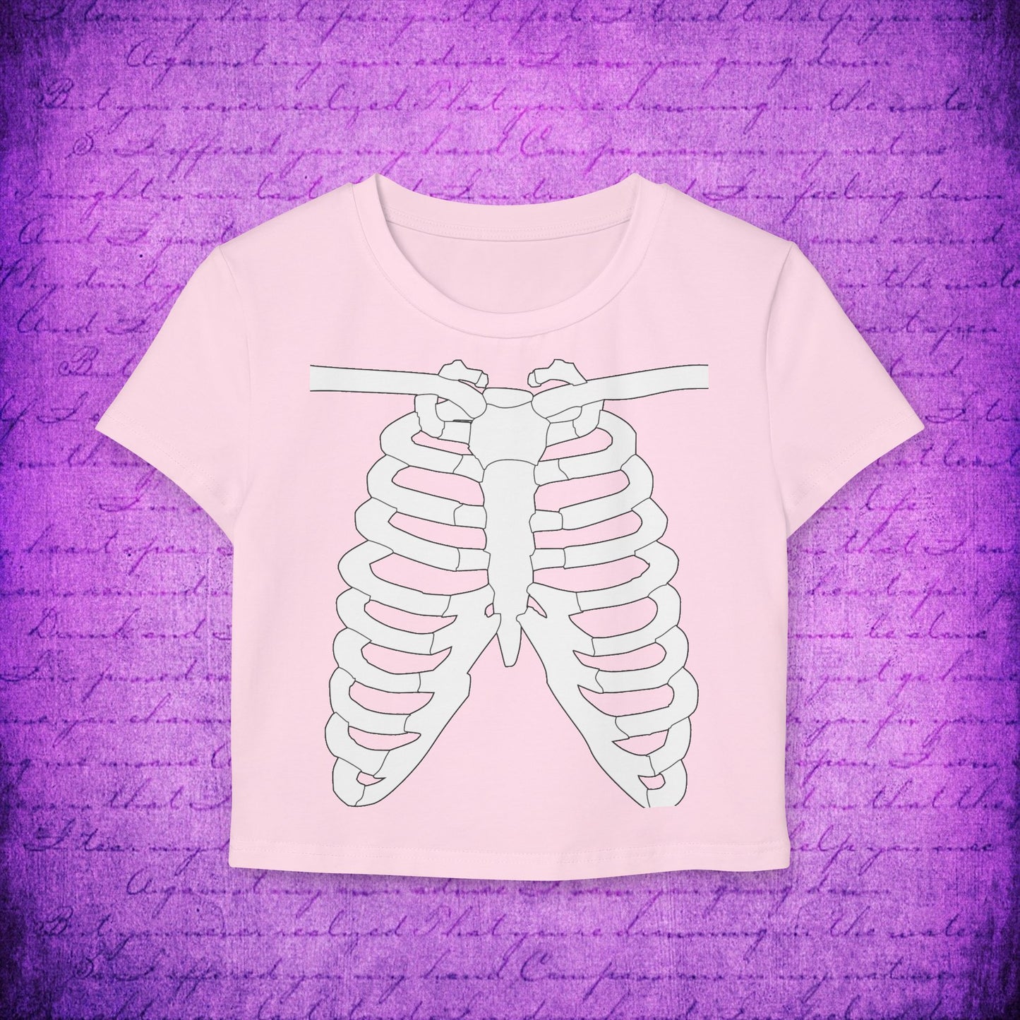 Women's Skeleton Ribs Graphic Baby Tee