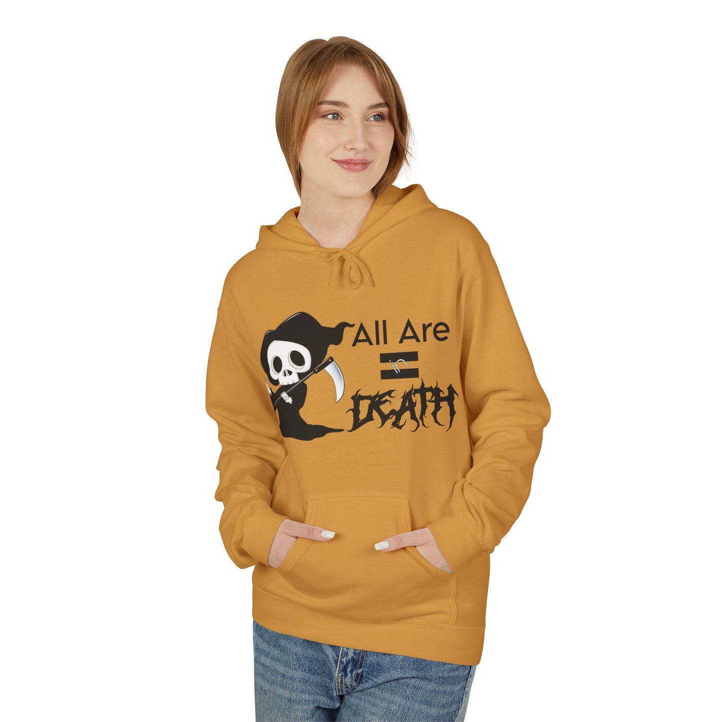 All Are Equal In Death Typographical Art Unisex Softstyle Fleece Hoodie