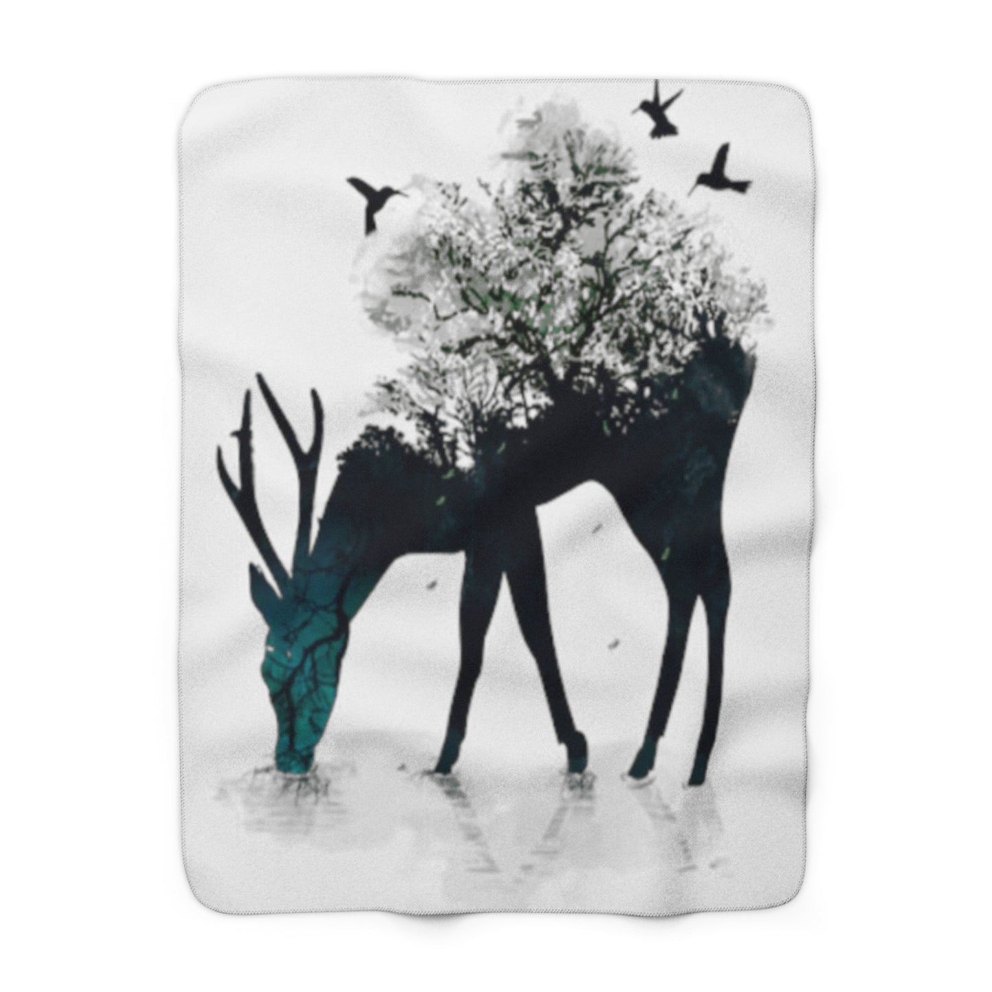 Stag Graphic Design Artwork Sherpa Fleece Blanket - NocturnalExpressions