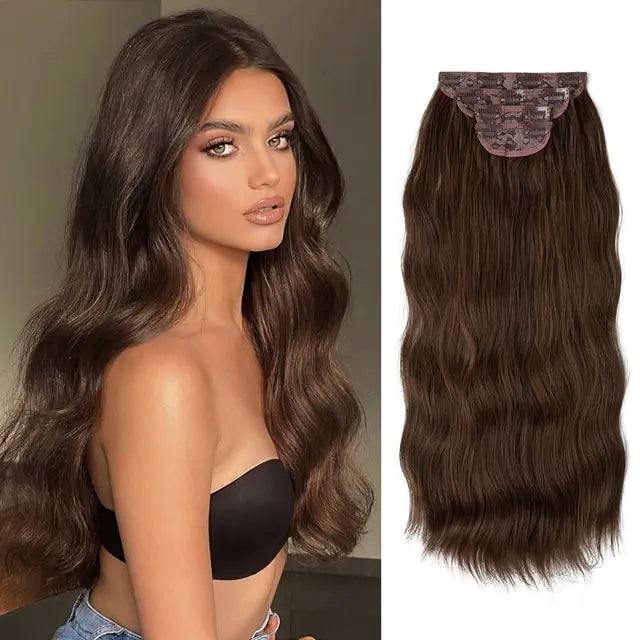 Synthetic Long Wavy Clip In Hair Extensions - NocturnalExpressions