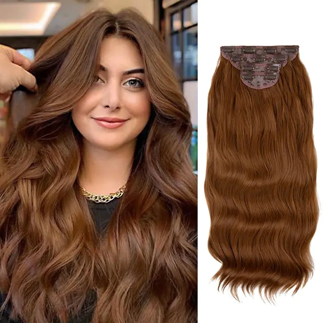 Synthetic Long Wavy Clip In Hair Extensions - NocturnalExpressions