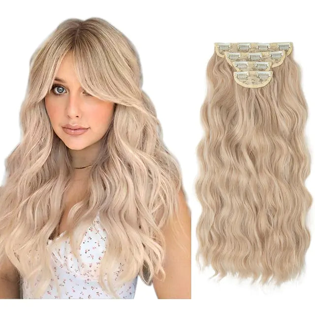 Synthetic Long Wavy Clip In Hair Extensions - NocturnalExpressions