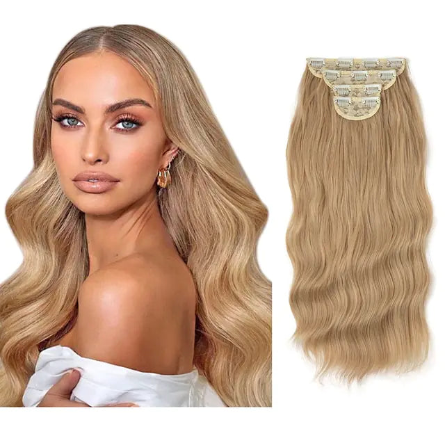 Synthetic Long Wavy Clip In Hair Extensions - NocturnalExpressions