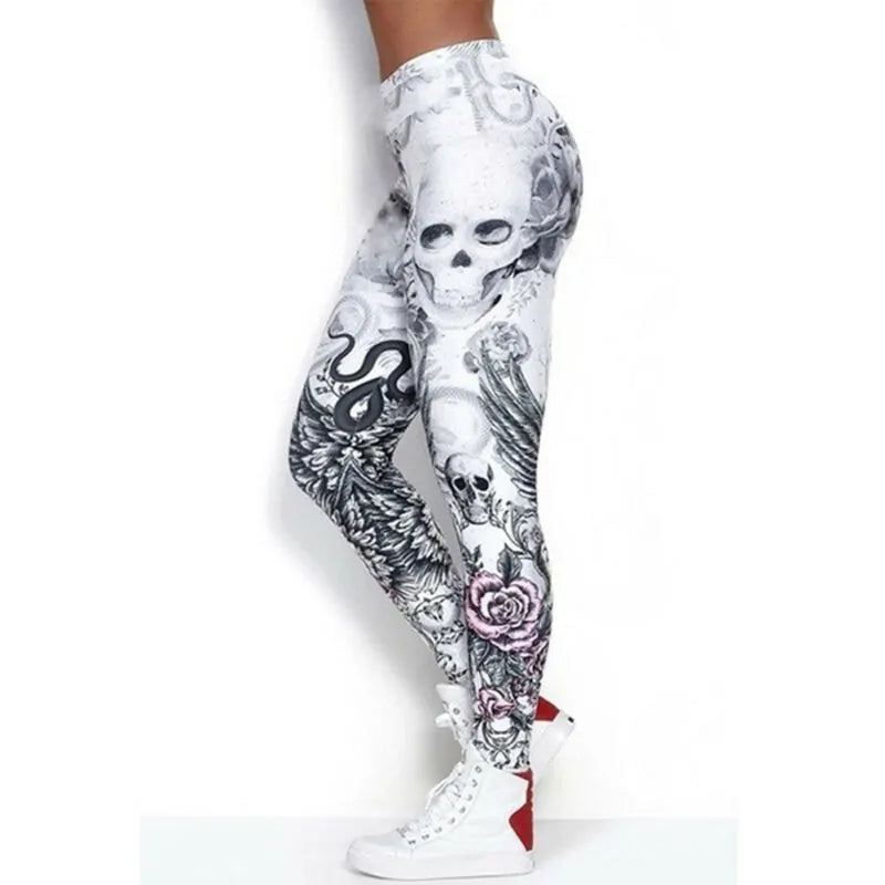 Skull Artwork Printed Leggings - NocturnalExpressions