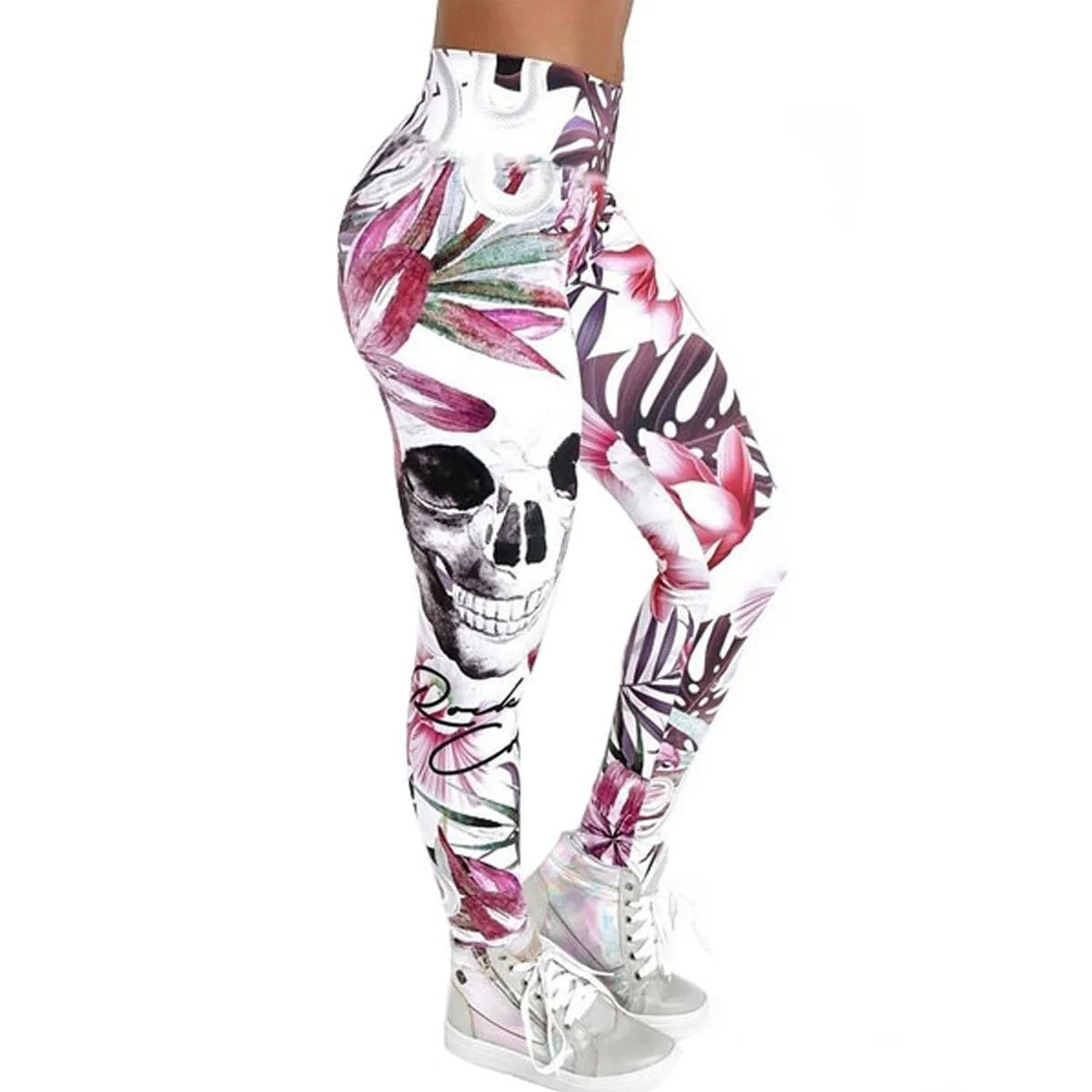 Skull Artwork Printed Leggings - NocturnalExpressions