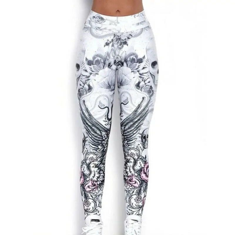 Skull Artwork Printed Leggings - NocturnalExpressions