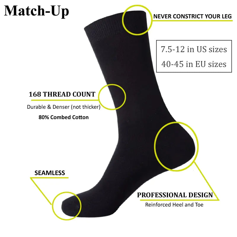 Black Breathable Business Dress Socks - NocturnalExpressions