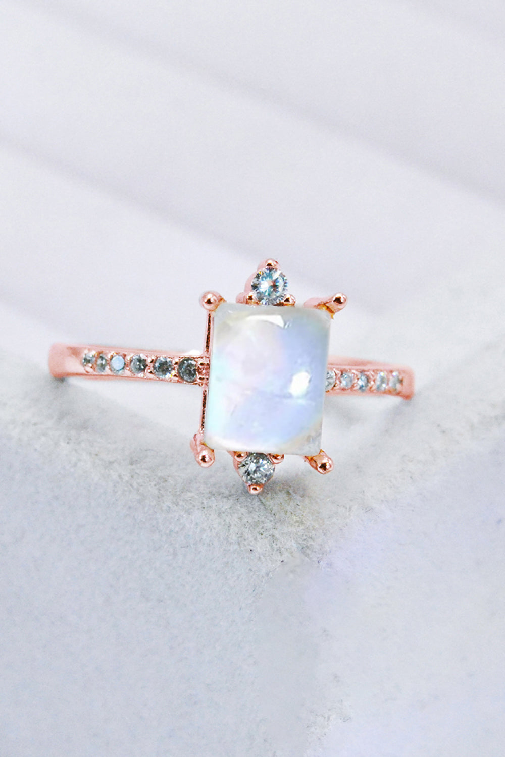 925 Sterling Silver Square Moonstone Ring - NocturnalExpressions