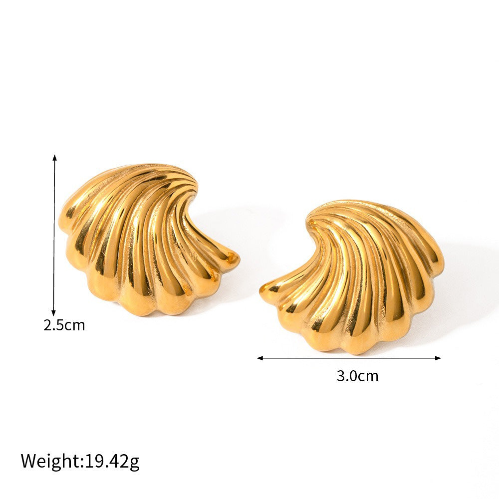 18K Gold Exquisite and Noble Shell-shaped Design Beach Style Light Luxury Earrings - NocturnalExpressions