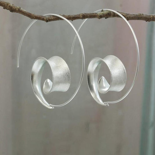 Spiral Design Hoop Earrings - NocturnalExpressions