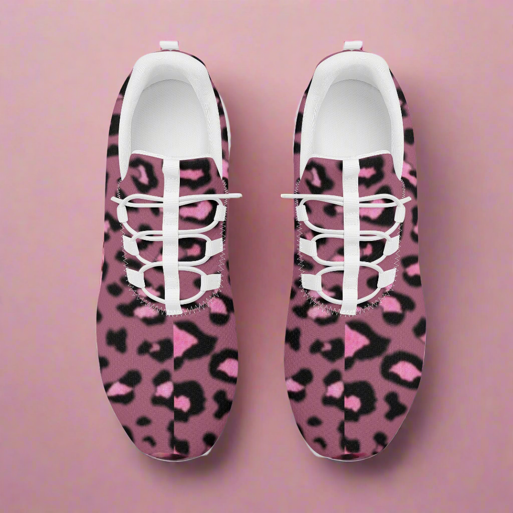 Women's Purple & Pink Leopard Print Lace Up Front Runing Shoes