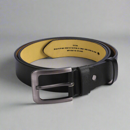 Black Engraved Leather Belt Funny Personalized Gift For Fathers Day