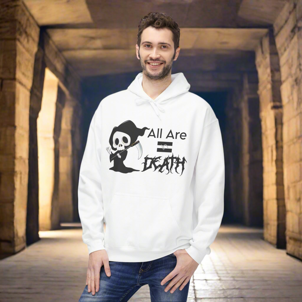 All Are Equal In Death Typographical Art Unisex Softstyle Fleece Hoodie