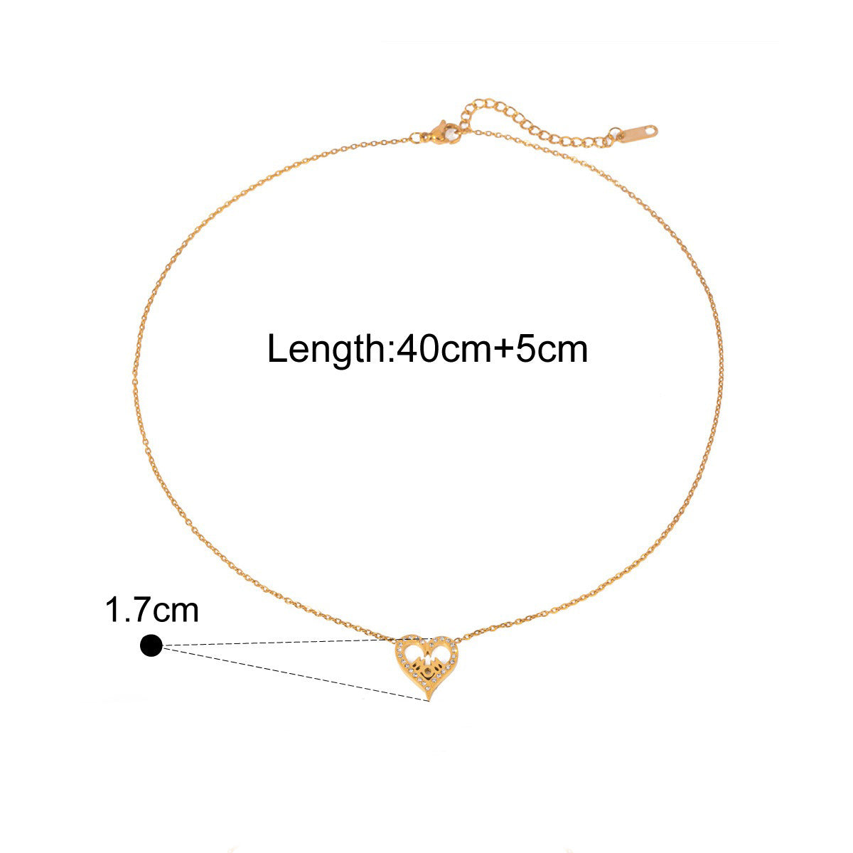 18K Gold Trendy Unique Hollow Heart Inlaid With Diamonds And Pendant Necklace With Text  MOM design