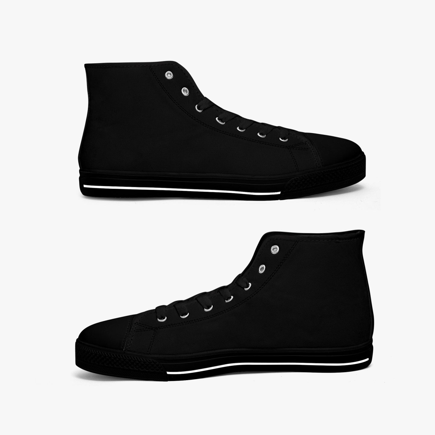 Black and White/Black High-top Canvas Sneakers - NocturnalExpressions