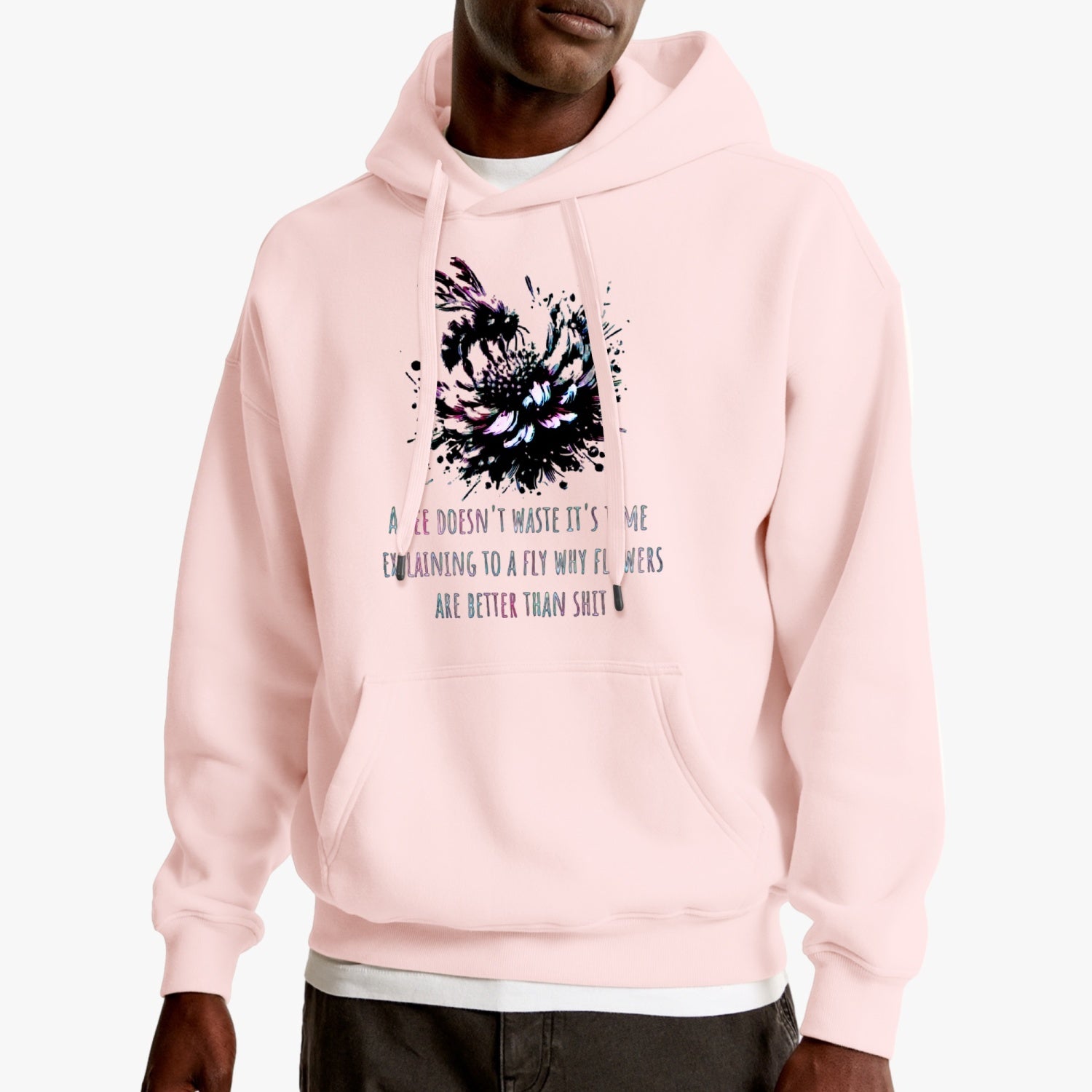 A Bee Doesn't Waste It's Time Typographical Art Pullover Hoodie - NocturnalExpressions