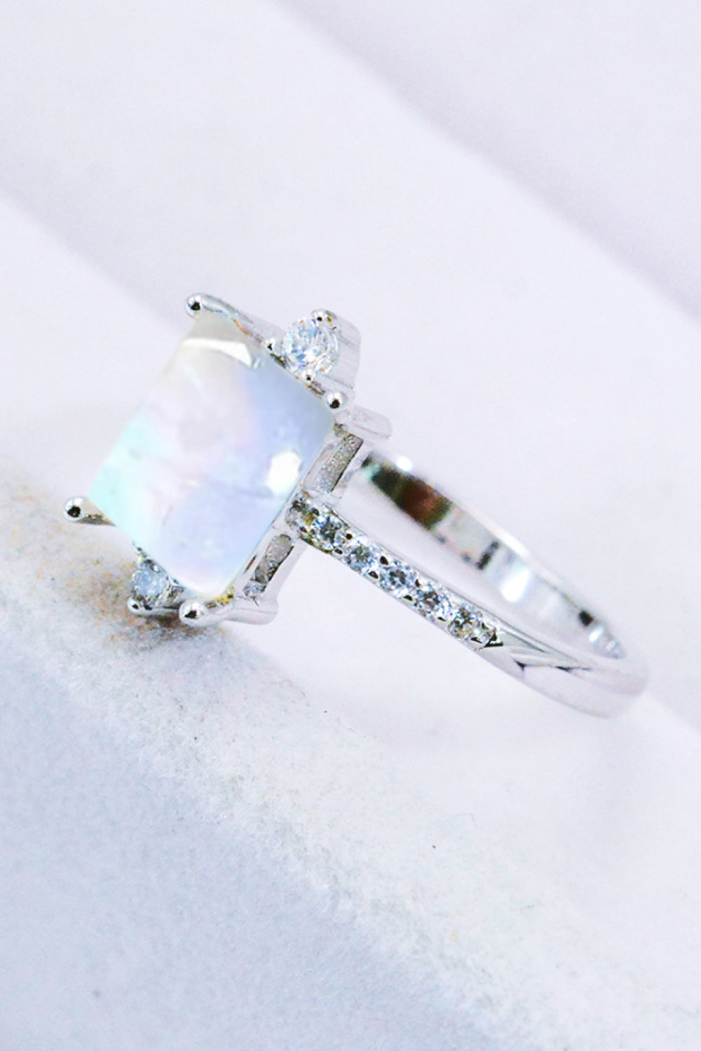 925 Sterling Silver Square Moonstone Ring - NocturnalExpressions