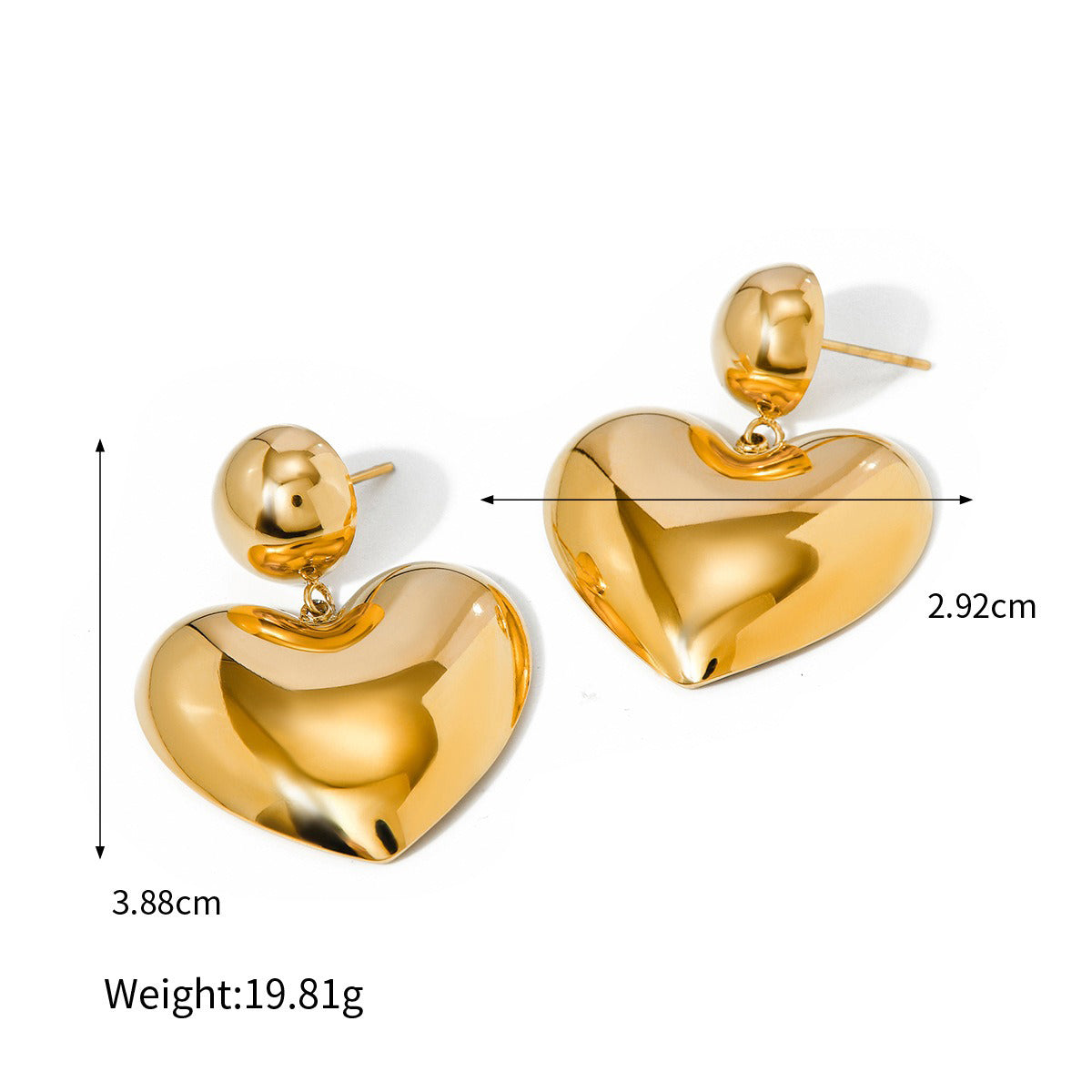 18K Gold Exquisite Simple Heart-shaped/Geometric Design Hair Accessories, Rings And Earrings Set