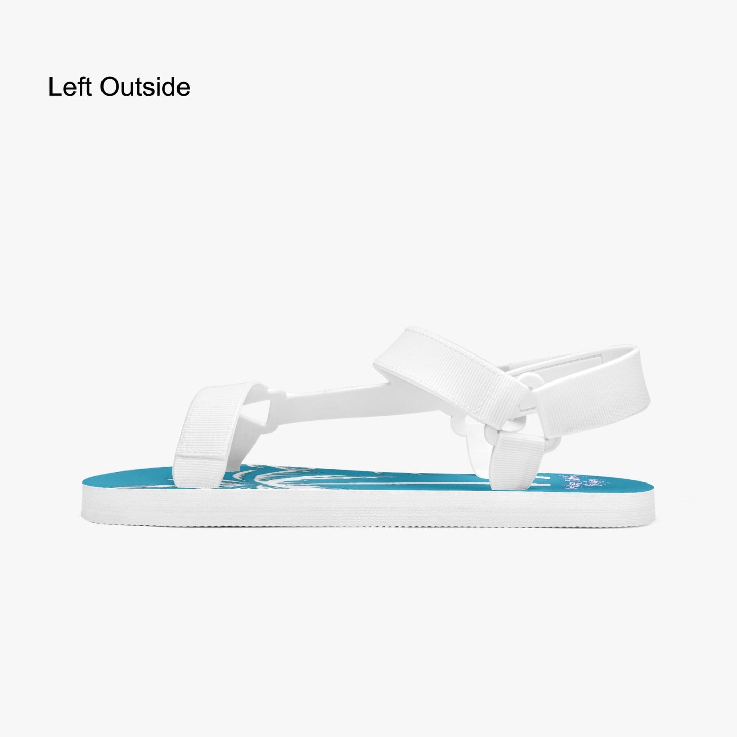 Teal and White Palm Trees Graphic Casual Strappy Sandals