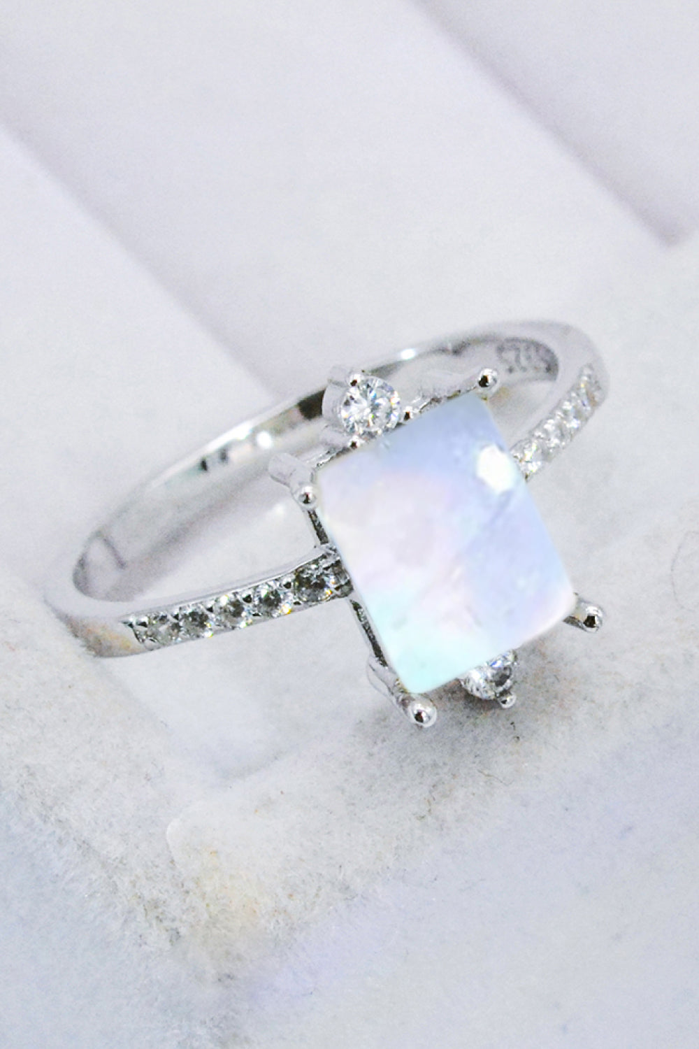 925 Sterling Silver Square Moonstone Ring - NocturnalExpressions