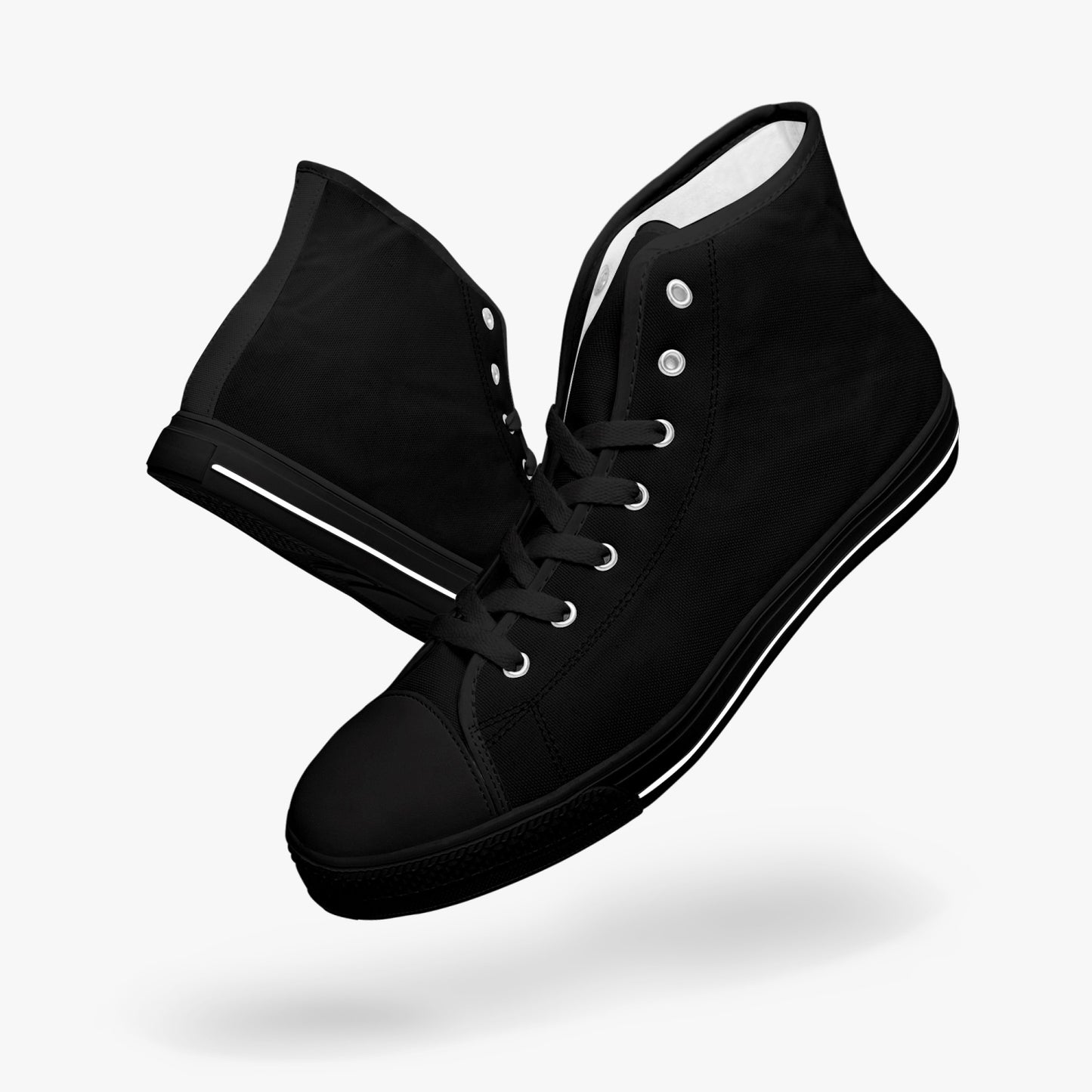 Black and White/Black High-top Canvas Sneakers - NocturnalExpressions