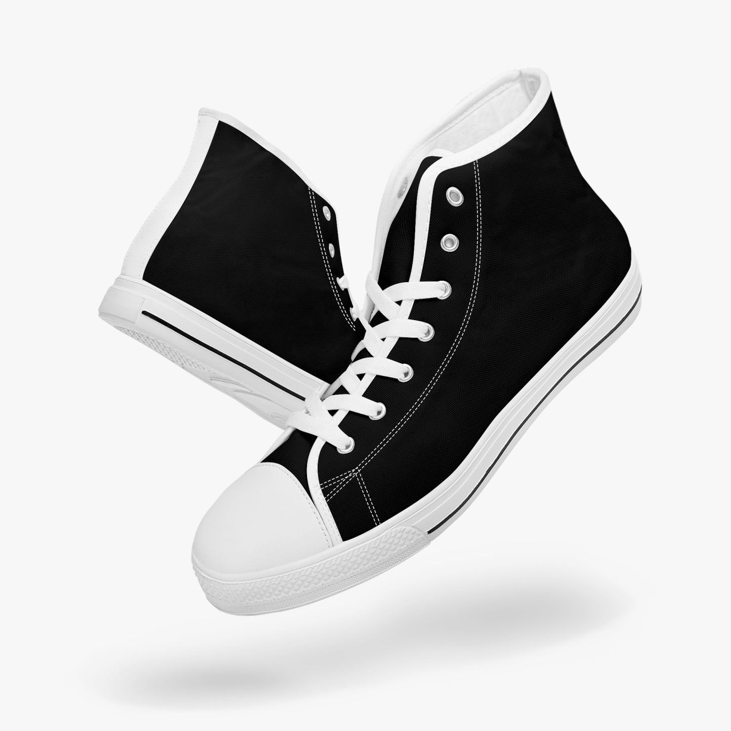 Black and White/Black High-top Canvas Sneakers - NocturnalExpressions