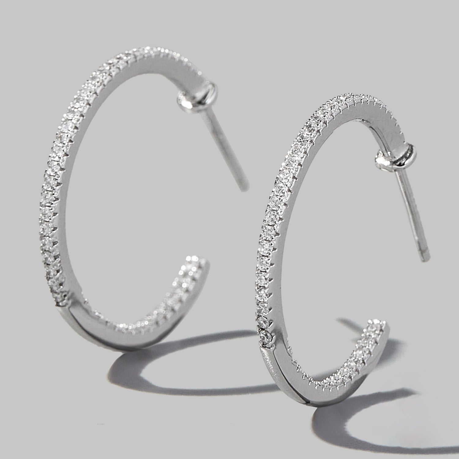 Zircon 925 Sterling Silver C-Hoop Earrings - NocturnalExpressions