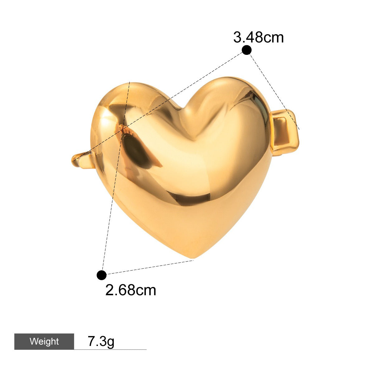 18K Gold Exquisite Simple Heart-shaped/Geometric Design Hair Accessories, Rings And Earrings Set