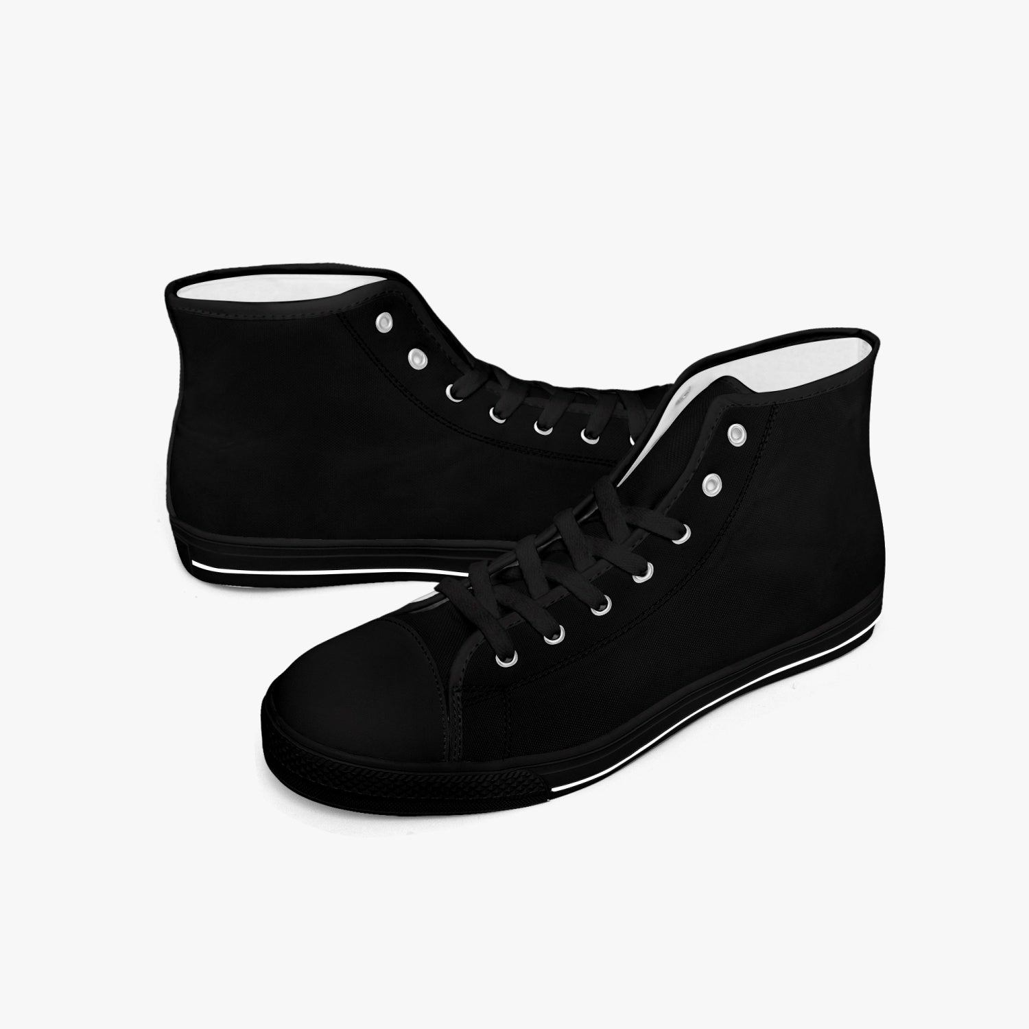 Black and White/Black High-top Canvas Sneakers - NocturnalExpressions