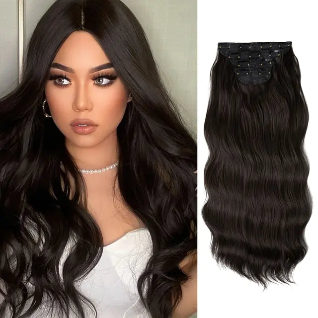 Synthetic Long Wavy Clip In Hair Extensions - NocturnalExpressions