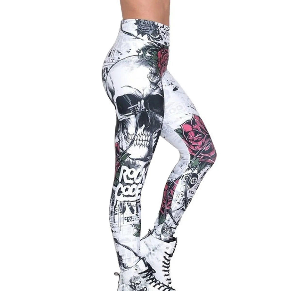 Skull Artwork Printed Leggings - NocturnalExpressions