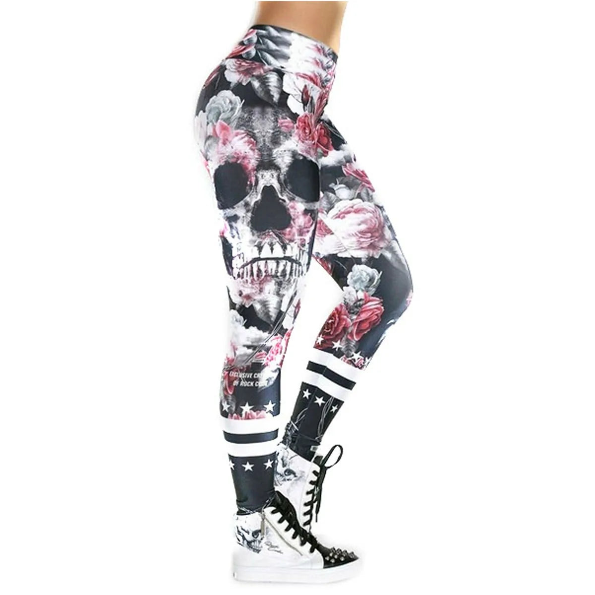 Skull Artwork Printed Leggings - NocturnalExpressions