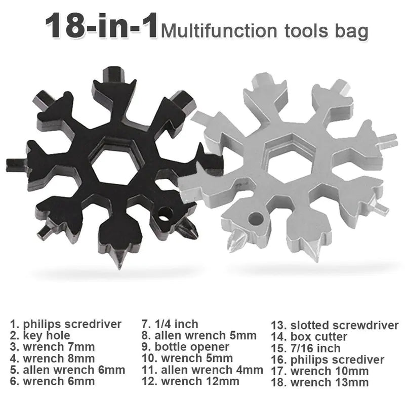 18-in-1 Stainless Steel Snowflakes Multi-tool - NocturnalExpressions