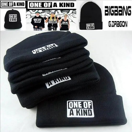 Black One of A Kind Typography Embroidered Beanie