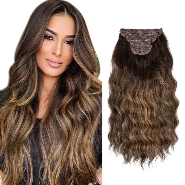 Synthetic Long Wavy Clip In Hair Extensions - NocturnalExpressions