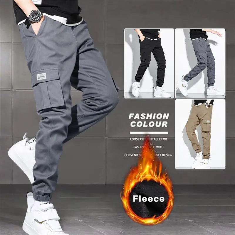 Thick Warm Fleece Cargo Pants - NocturnalExpressions