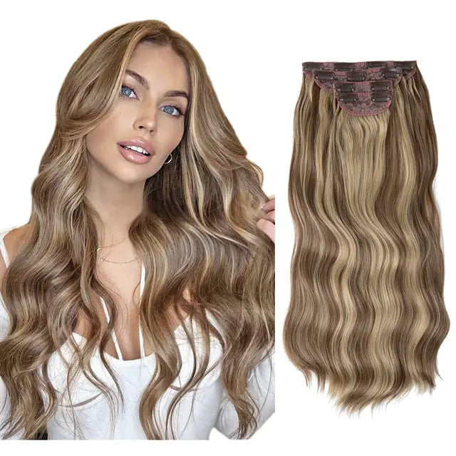 Synthetic Long Wavy Clip In Hair Extensions - NocturnalExpressions