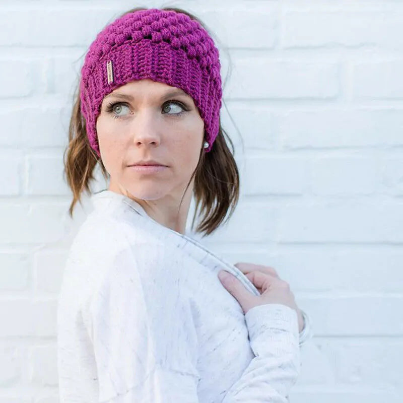 Women's Knitted Winter Ponytail Hats