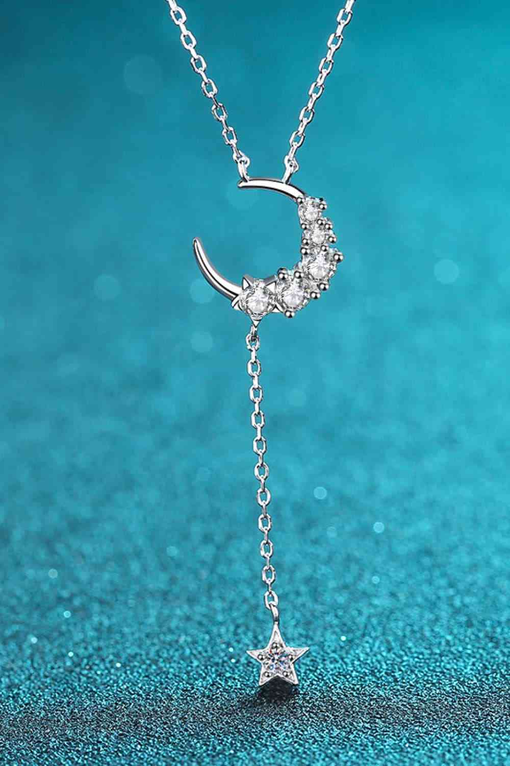 Star & Moon Moissanite Necklace - NocturnalExpressions