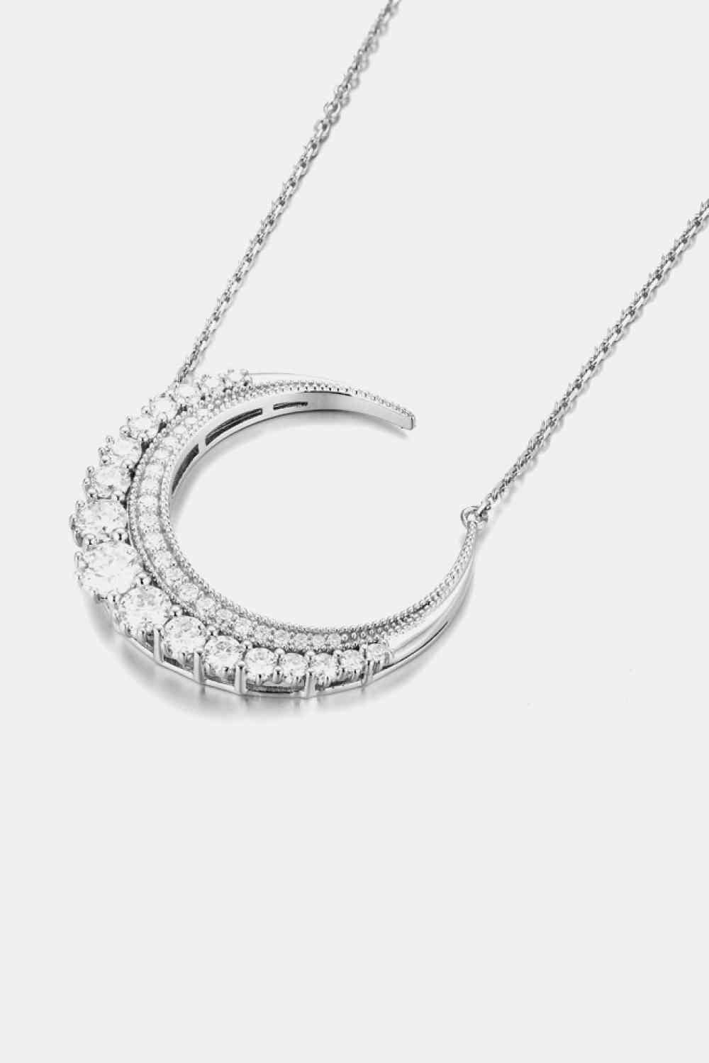 1.8 Carat Moissanite Crescent Moon Shape Pendant Necklace - NocturnalExpressions