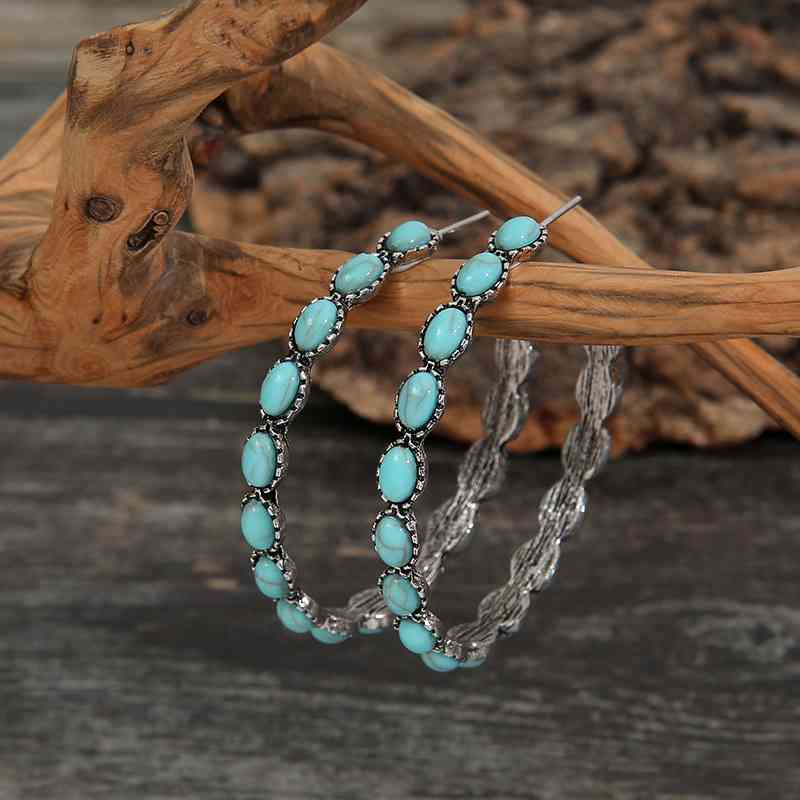 Artificial Turquoise C-Hoop Earrings - NocturnalExpressions